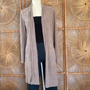 Women's barefoot dreams taupe Open Front cardigan